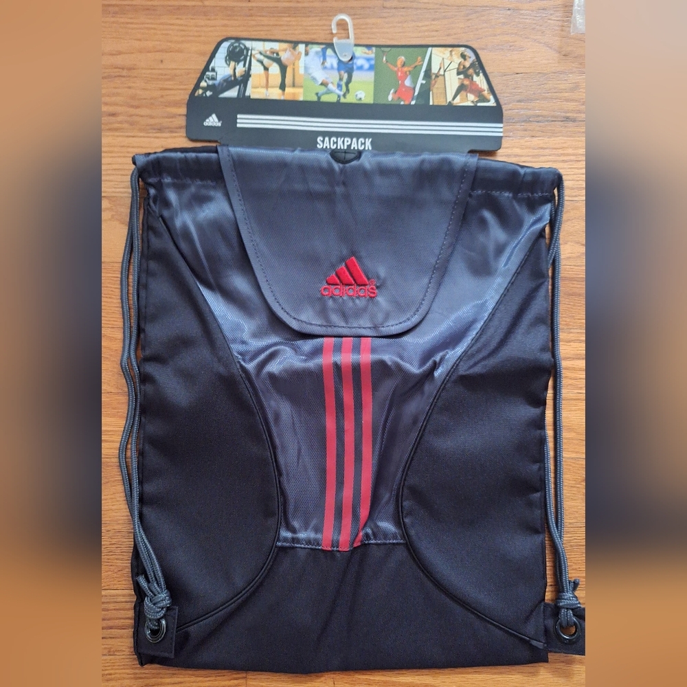 Adidas Black and Red Sports Backpack